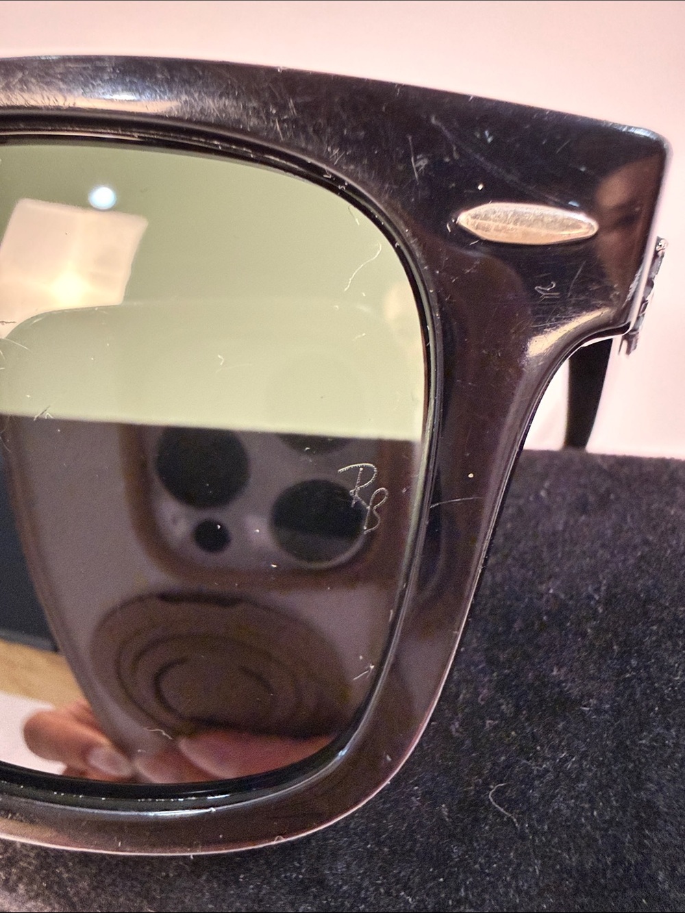 Vintage Ray-Ban Black Wayfarer Sunglasses with Green Lenses - Picture 9 of 16
